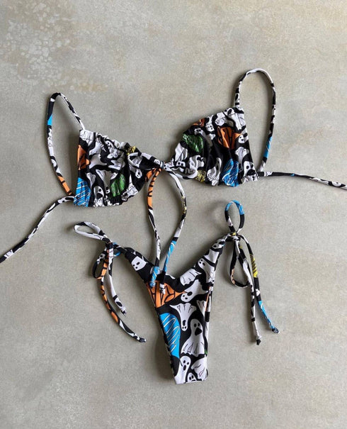 Women's Split Bikini Solid Color Strappy Swimsuit